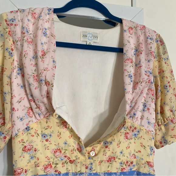 Jun & Ivy Patchwork Flower Silky Dress - Picture 10 of 16